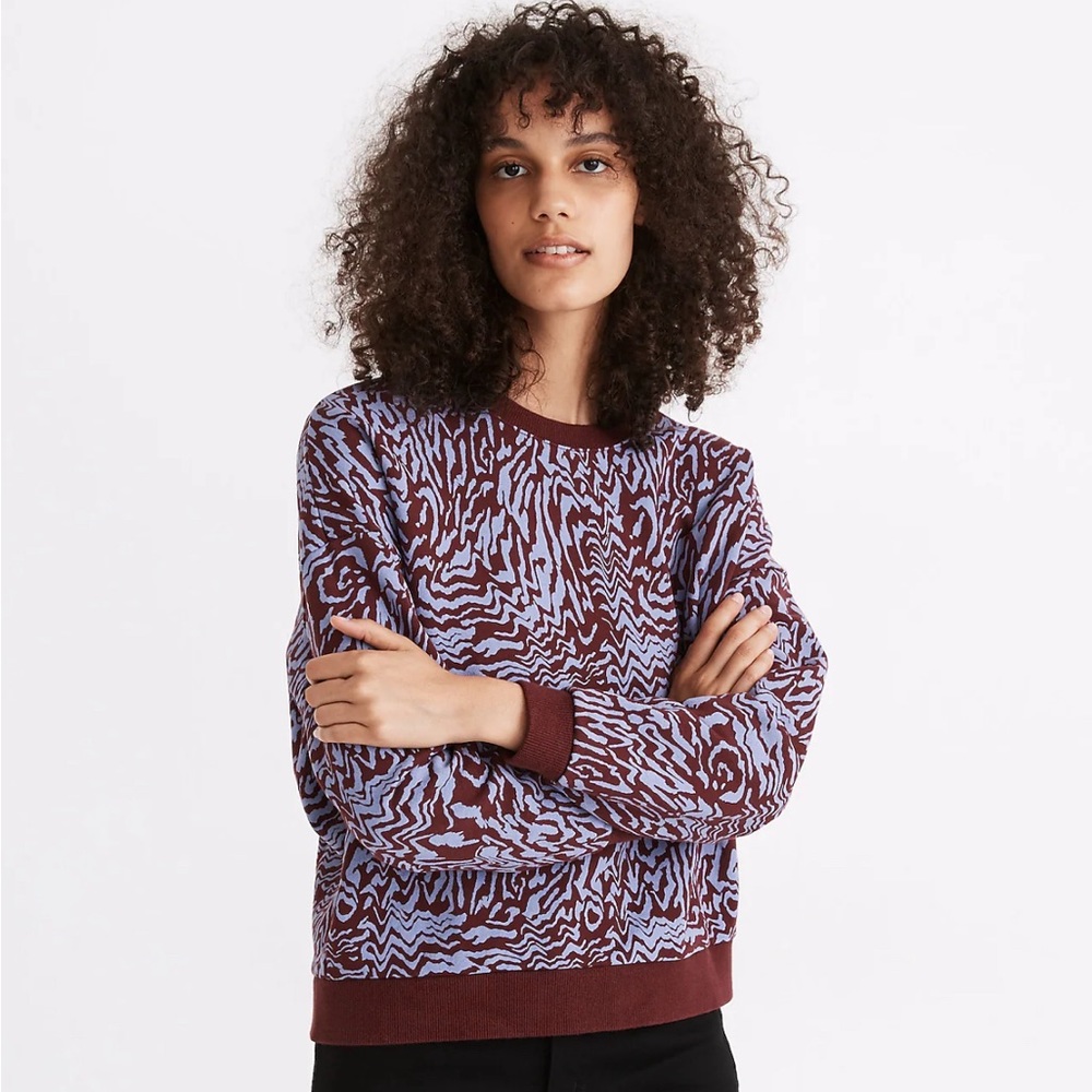 Madewell (Re) sourced Cotton Oversized Sweatshirt in Tigerized Print